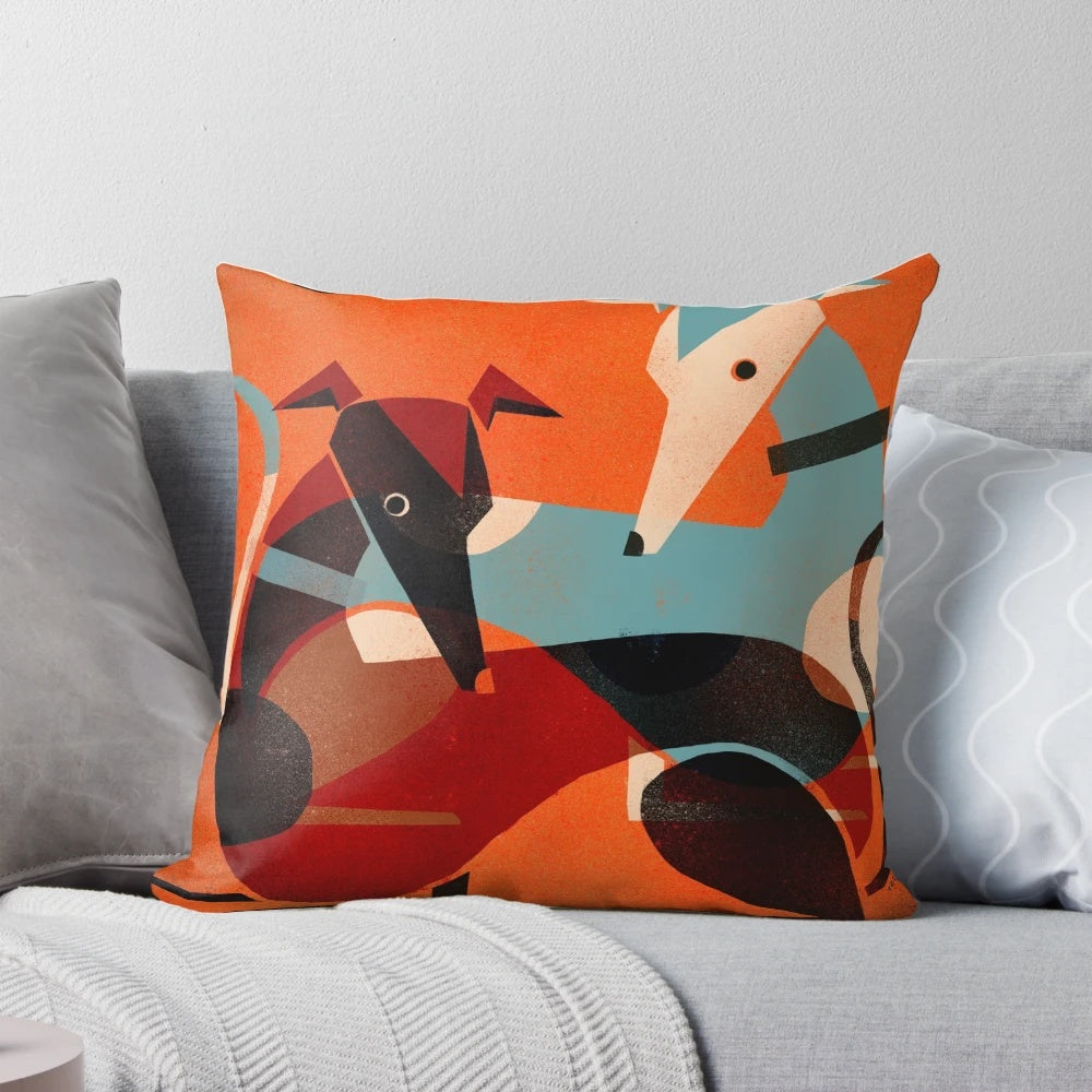 Greyhound Pair Pillow with Elegant Design for Home Decor