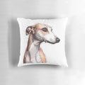 Decorative pillow featuring a whimsical illustration of a greyhound, sighthound, galgo, or lurcher dog breed.