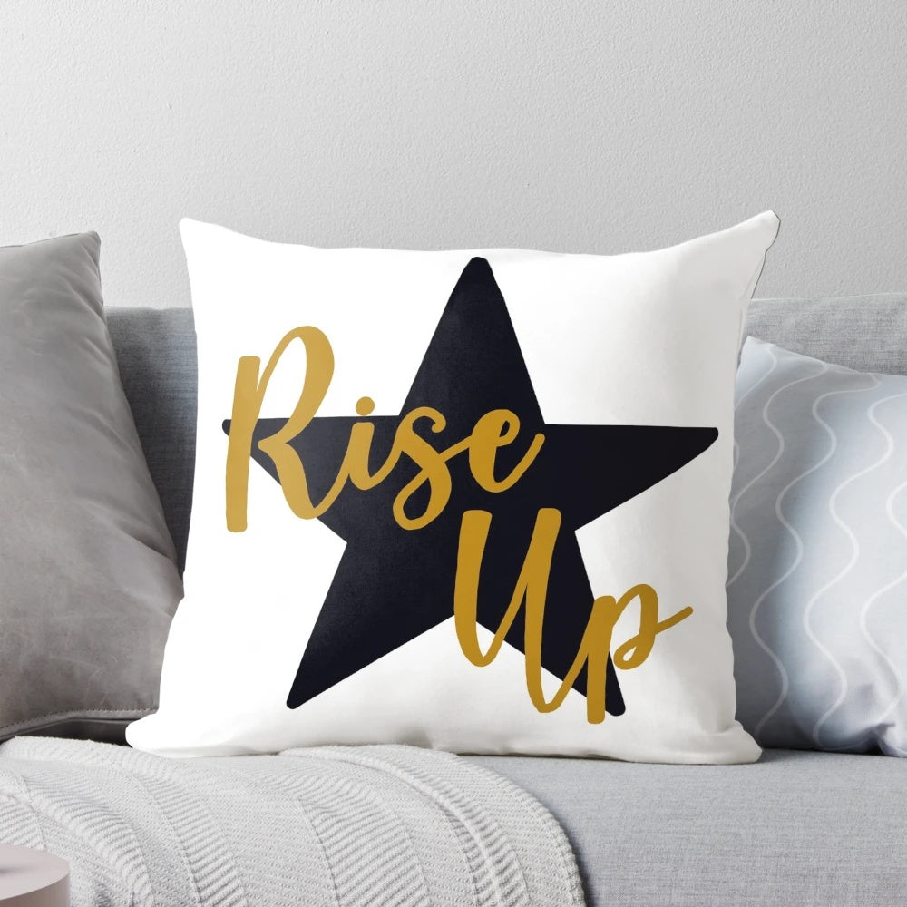 Soft and trendy pillow featuring the phrase "Rise Up" from the hit musical Hamilton