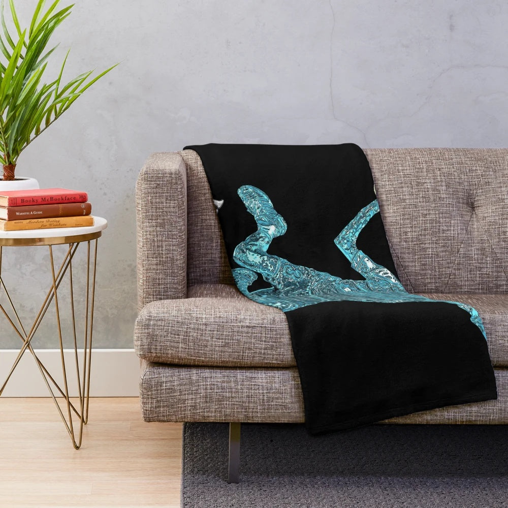 Handball player silhouette design on a plush blanket