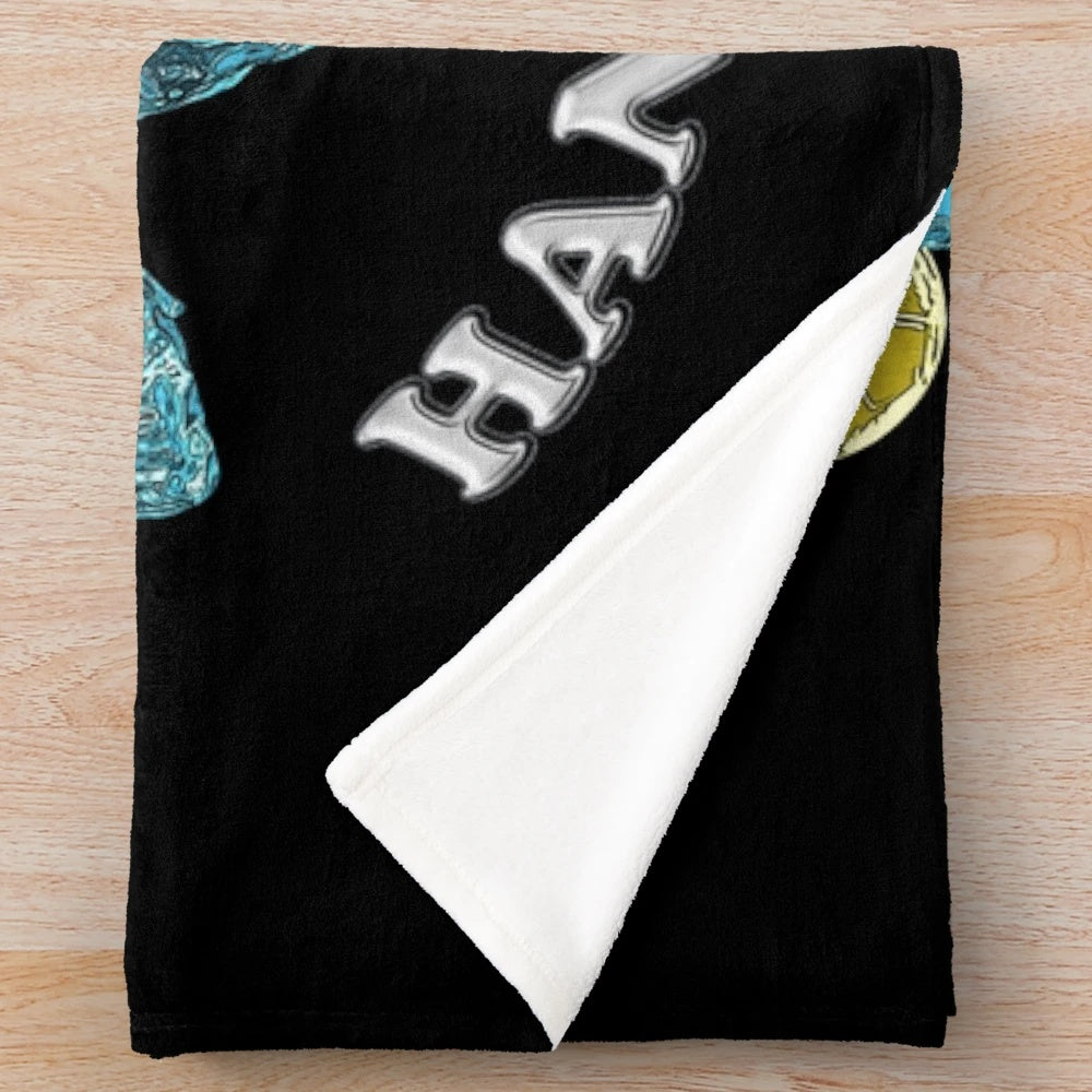 Handball player silhouette design on a plush blanket