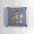Decorative throw pillow featuring hats from Wes Anderson movies