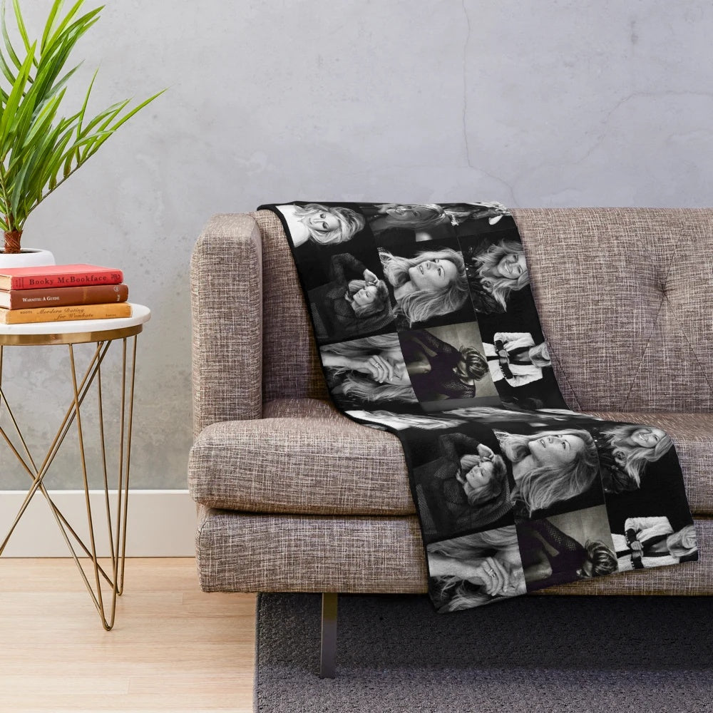 Helene Fischer inspired plush blanket with a collage design featuring the German pop star