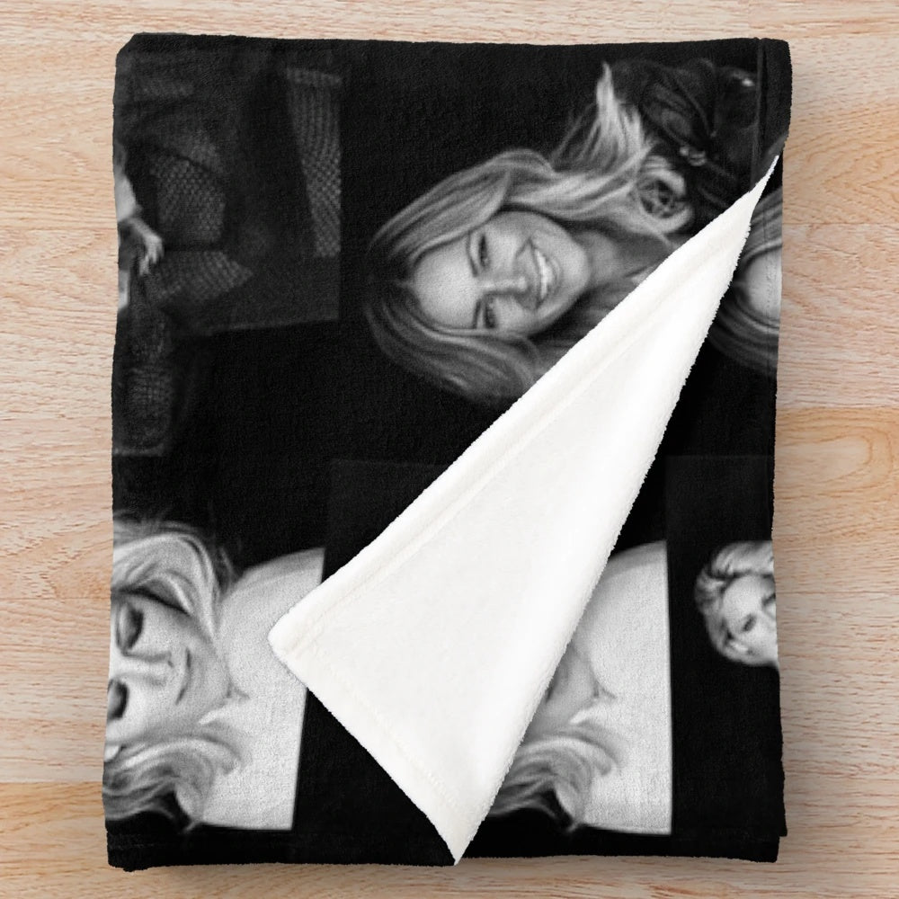 Helene Fischer inspired plush blanket with a collage design featuring the German pop star