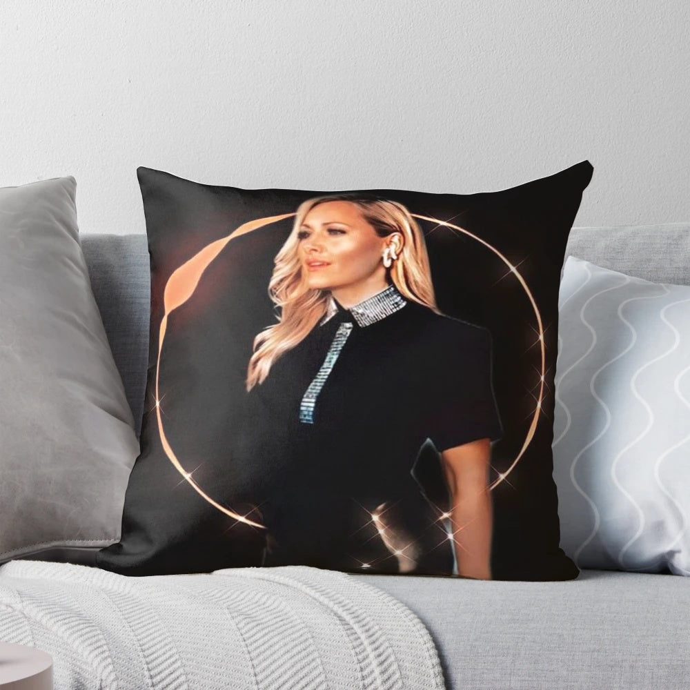 Helene Fischer Themed Decorative Pillow with Music and Pop Art Aesthetics