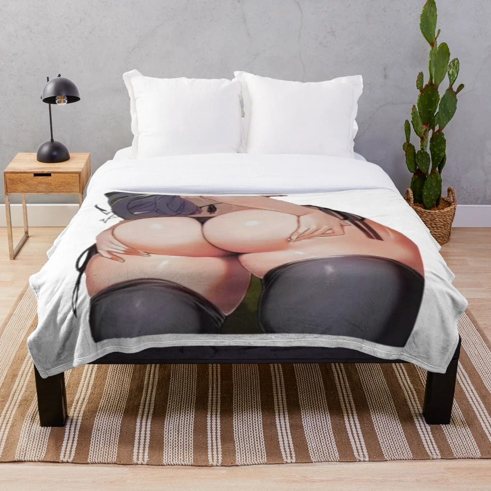 Hentai-inspired plush blanket featuring a cute anime-style design