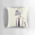 A modern, abstract skull-themed pillow for a hip, stylish home decor.
