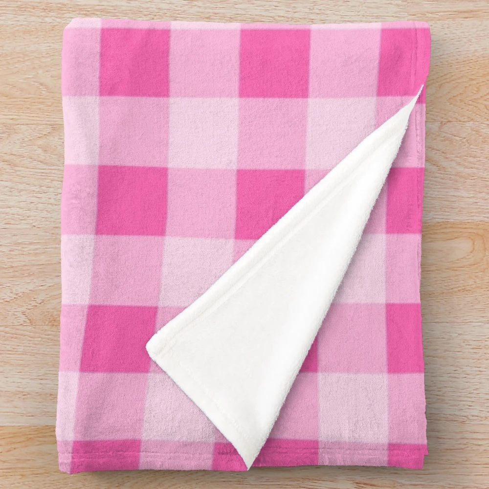 Hot pink plaid pattern plush blanket