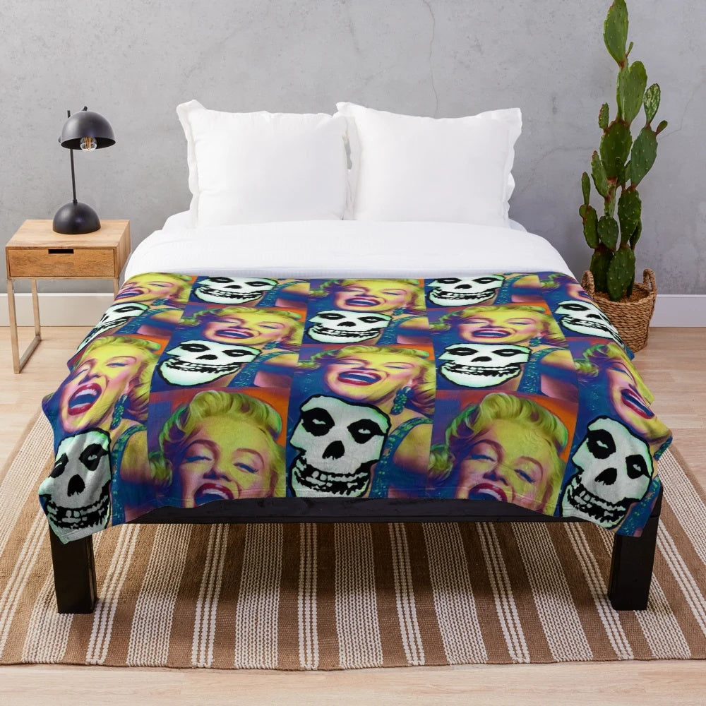 Soft and warm plush blanket with a unique hybrid moments pop art design