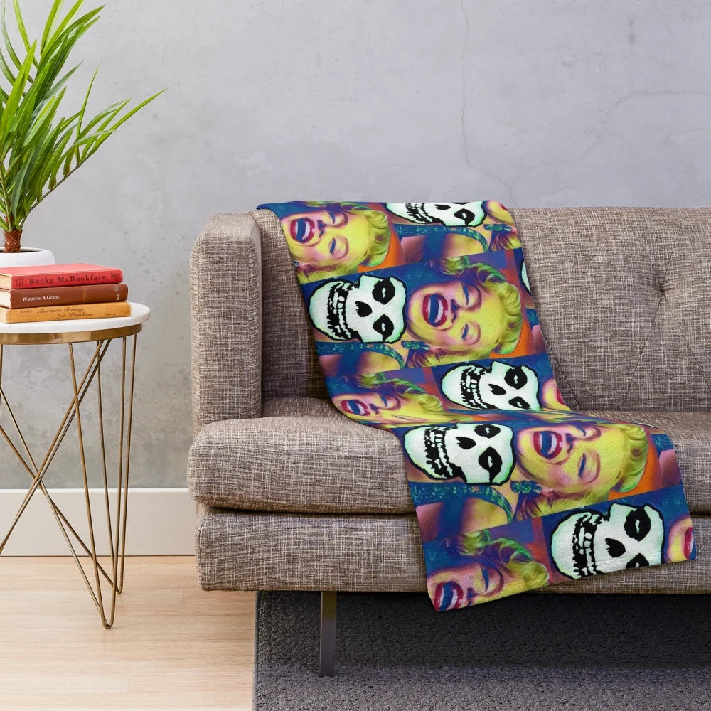 Soft and warm plush blanket with a unique hybrid moments pop art design