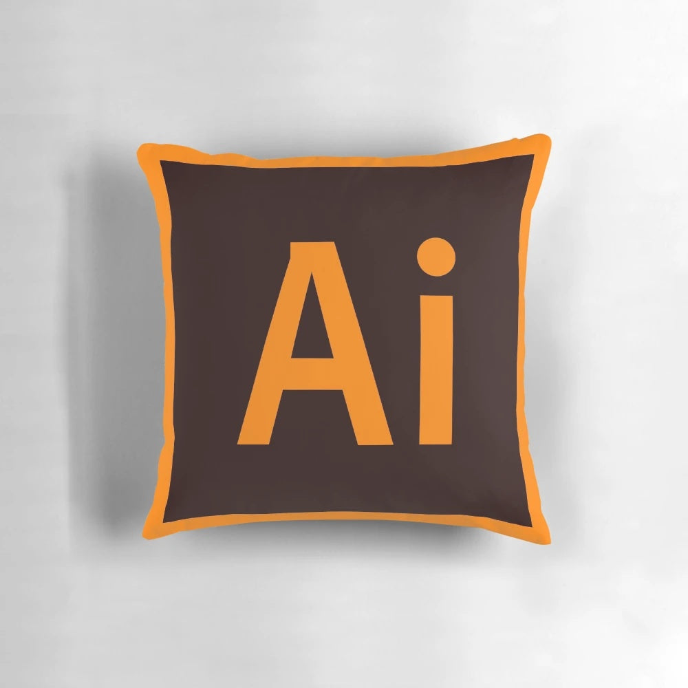 Decorative throw pillow with Illustrator software logo design