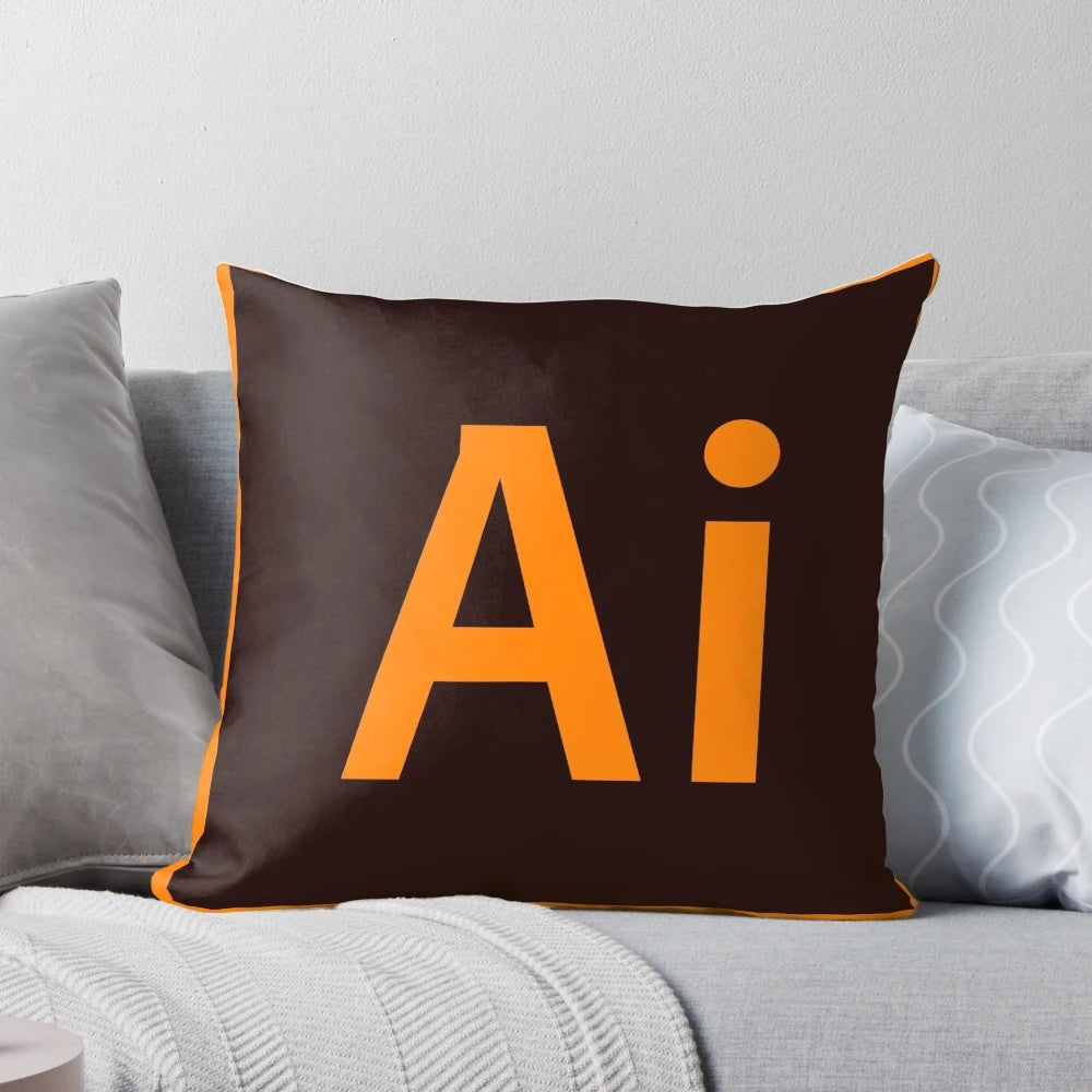 Decorative throw pillow with Illustrator software logo design