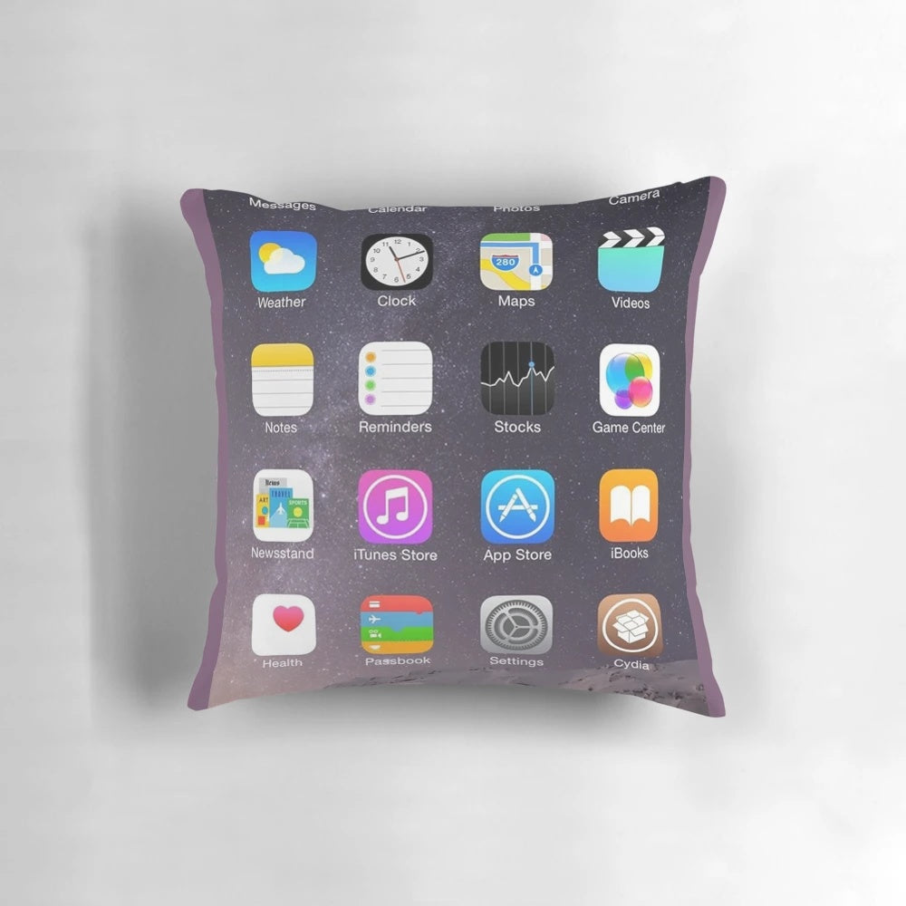 iPhone Homescreen Themed Decorative Pillow