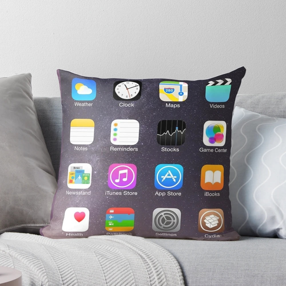 iPhone Homescreen Themed Decorative Pillow