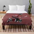 Jack Hughes-inspired plush blanket in black and red colors