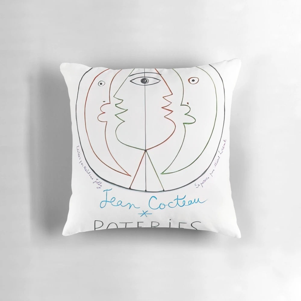 Decorative pillow featuring the iconic artwork of Jean Cocteau