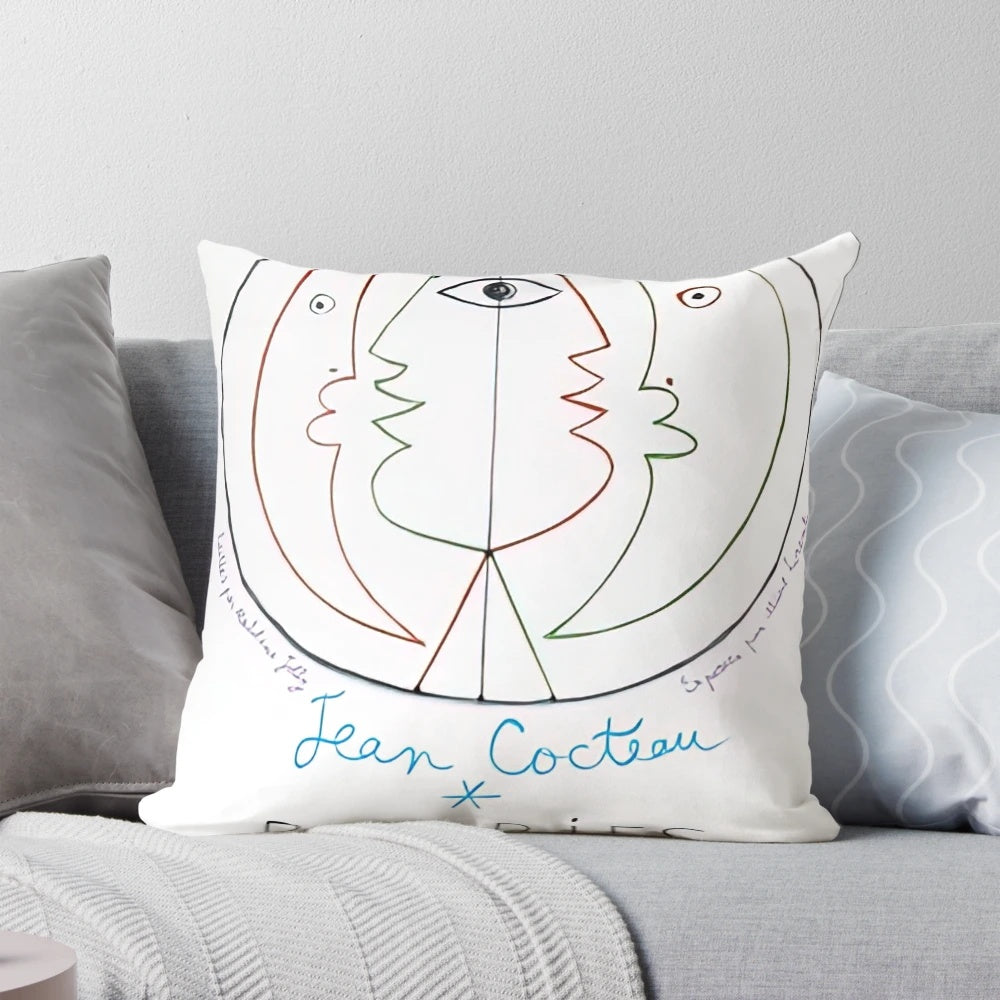 Decorative pillow featuring the iconic artwork of Jean Cocteau