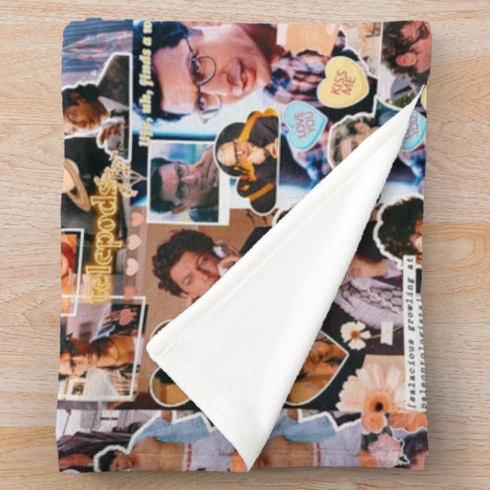 Plush blanket featuring an artistic design of actor Jeff Goldblum