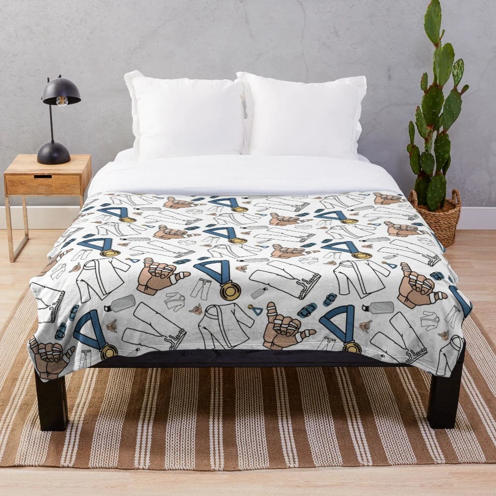 Jiu jitsu pattern plush blanket for martial arts fans