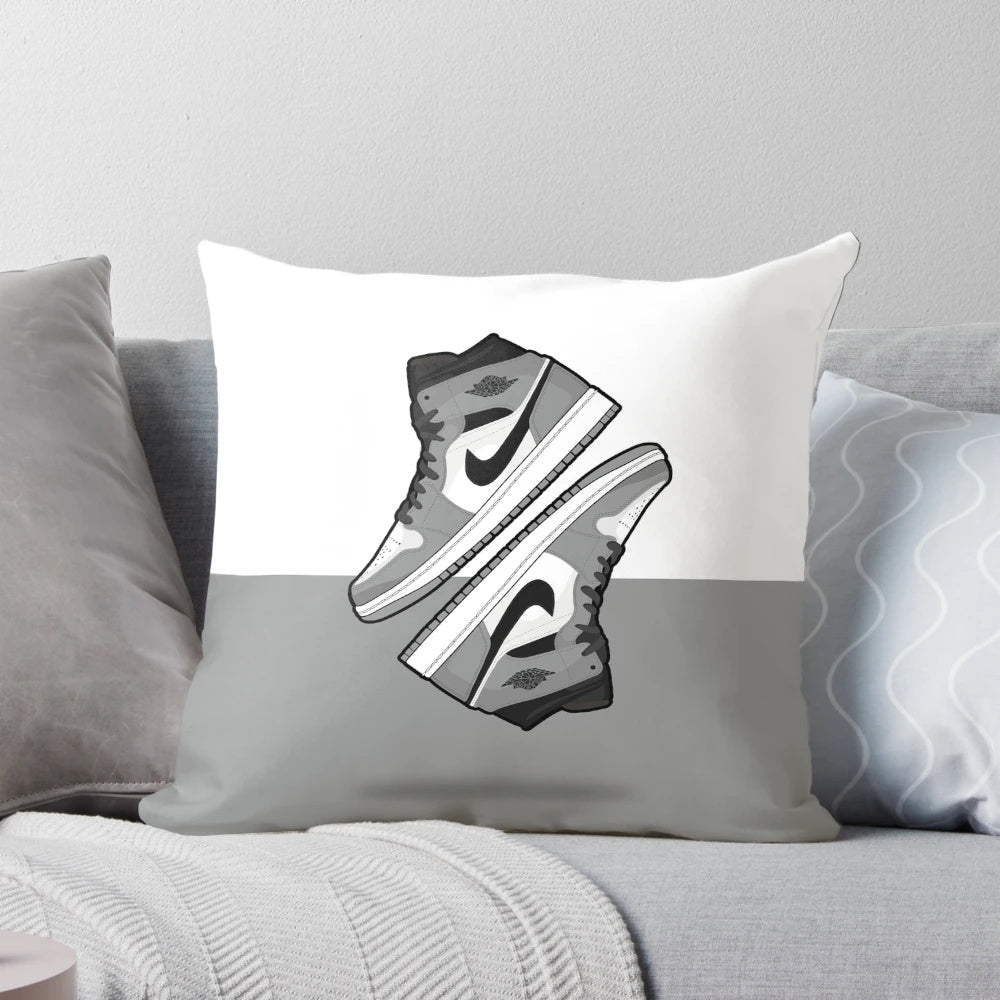 Pair of Jordan 1 Light Grey Sneakers on a white background