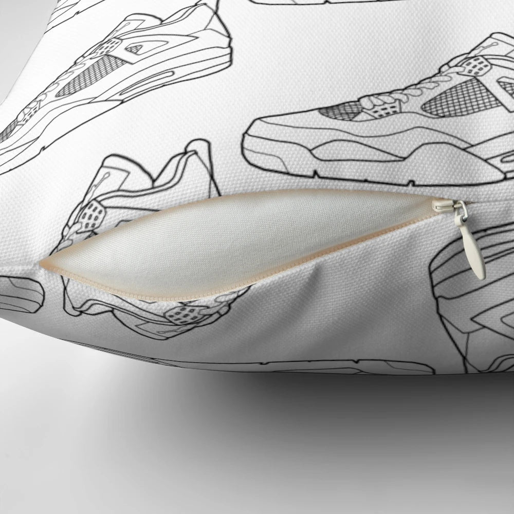 Throw pillow featuring the iconic outline design of the Jordan 4 sneaker