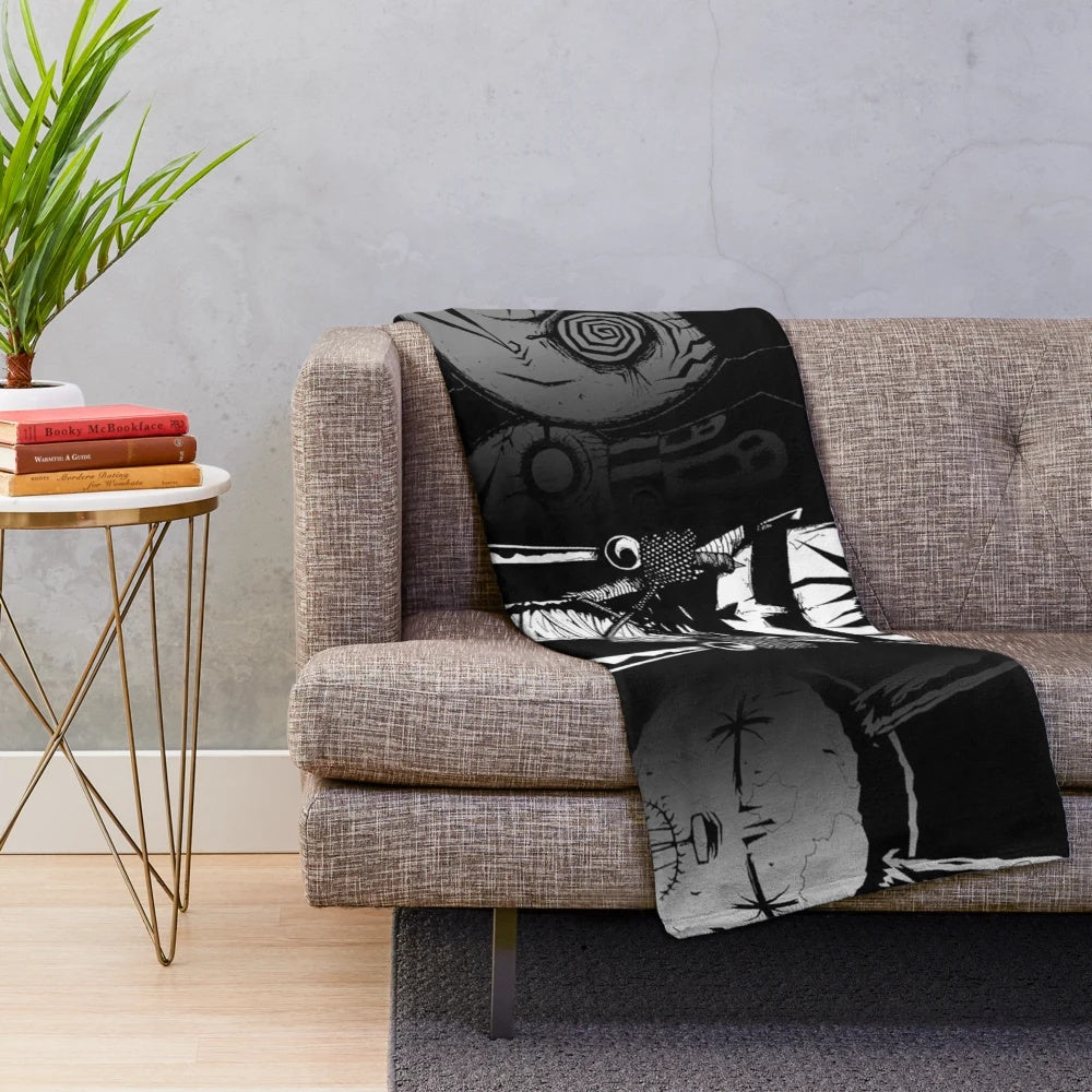 JTHM plush blanket with dark, gothic artwork inspired by Jhonen Vasquez's iconic comic series