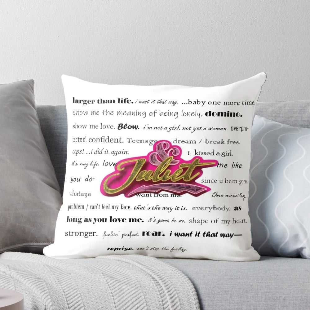 Juliet inspired decorative pillow with a whimsical design for theatre enthusiasts