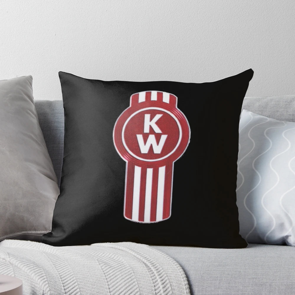 Comfortable pillow featuring the iconic Kenworth truck logo in red and white