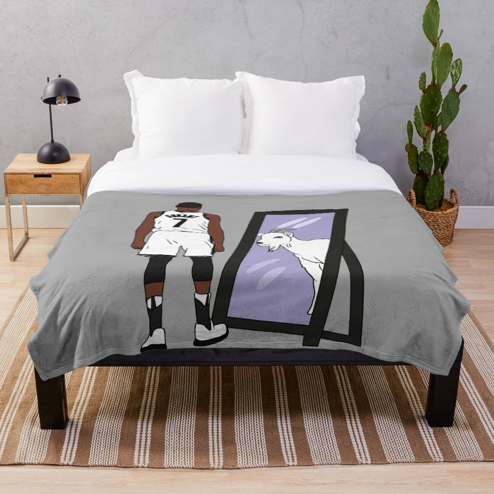 Kevin Durant inspired plush blanket featuring his silhouette and GOAT branding