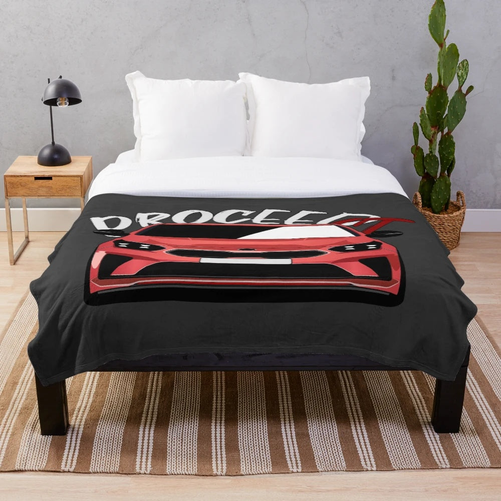 Kia Proceed GT inspired plush blanket with car silhouette design