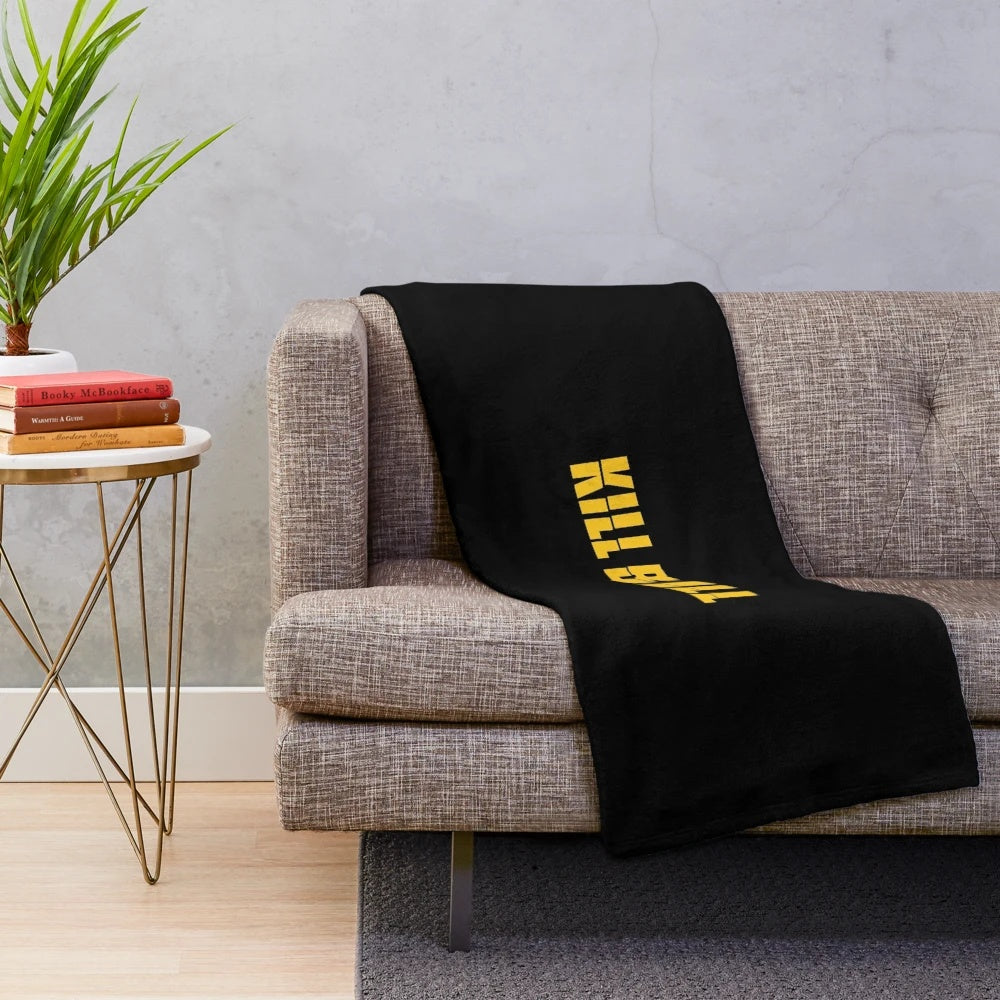 Kill Bill inspired plush blanket featuring the iconic logo