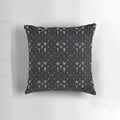 A decorative pillow featuring a kingdom hearts inspired pattern with characters like sora, mickey mouse, and others.