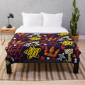Kingdom Hearts inspired plush blanket with crayon-style pattern