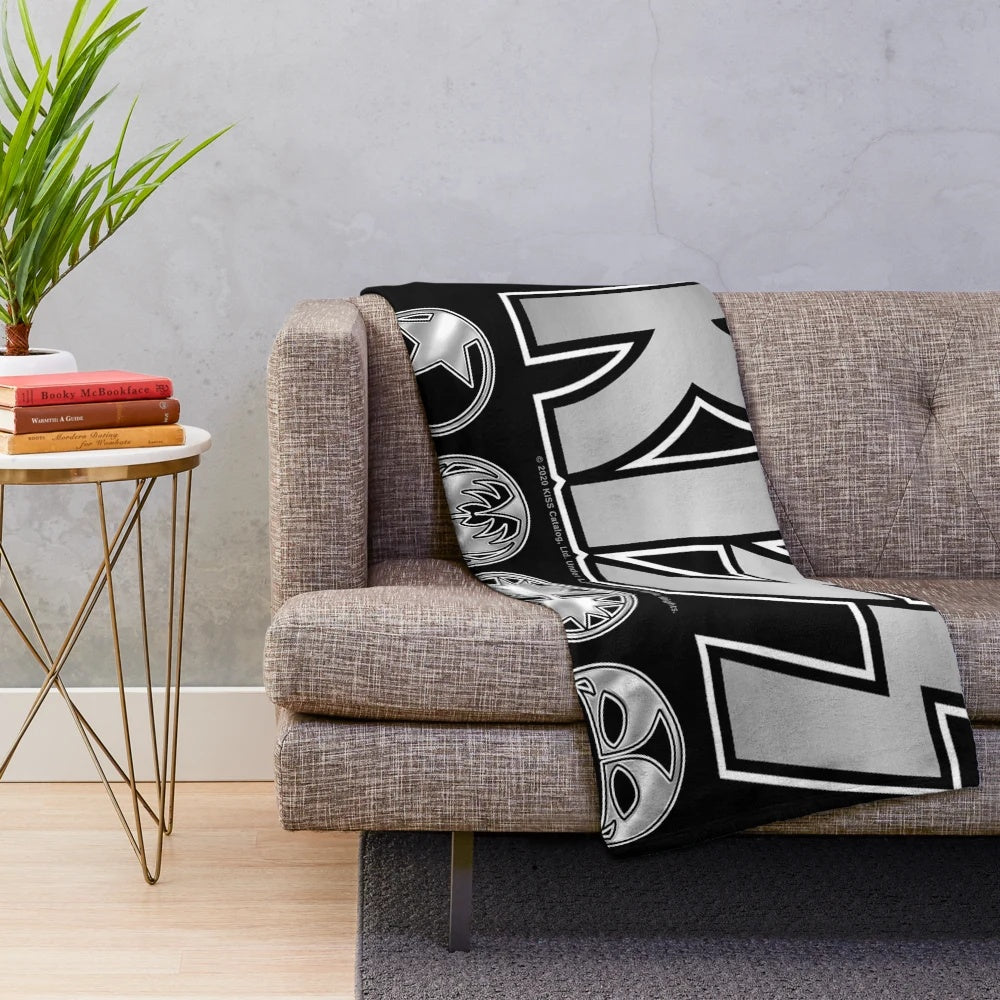 KISS Logo Silver V3 Starchild Demon Spaceman Catman Plush Blanket