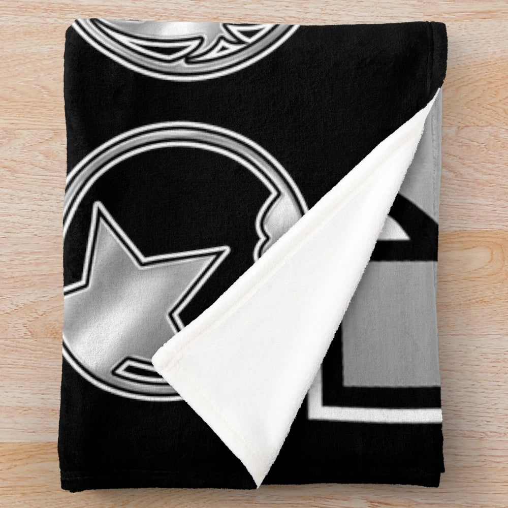 KISS Logo Silver V3 Starchild Demon Spaceman Catman Plush Blanket