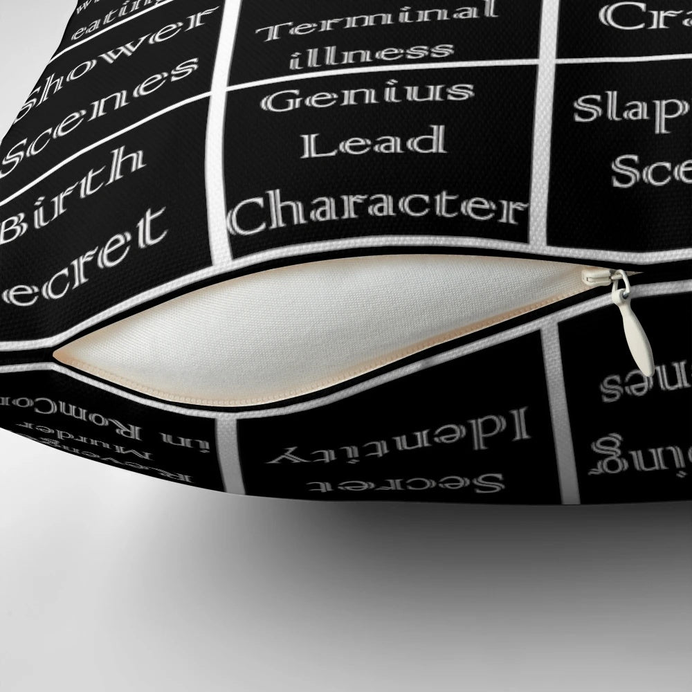 A decorative bingo-themed pillow inspired by popular Korean dramas