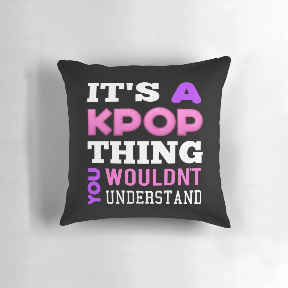 Kpop-inspired black pillow with sleek, modern design