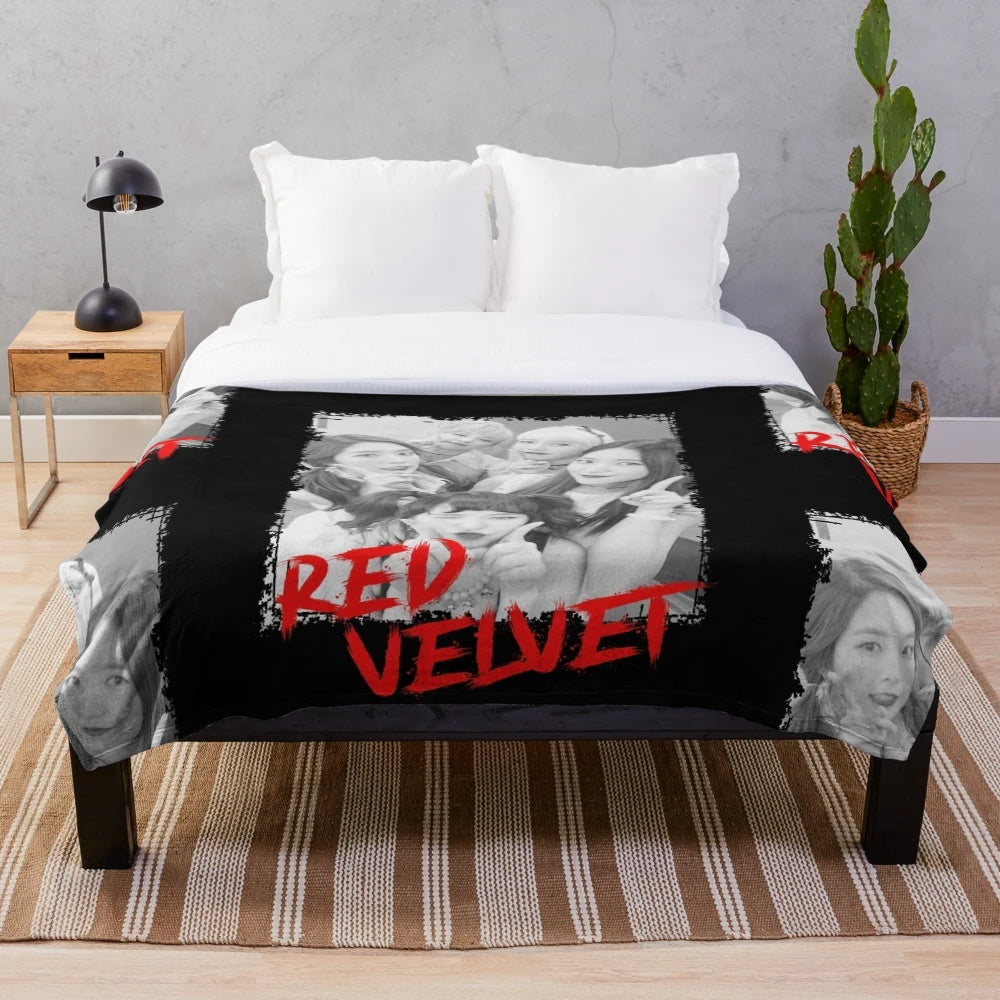 Kpop Inspired Plush Blanket with Red Velvet Group Members Design