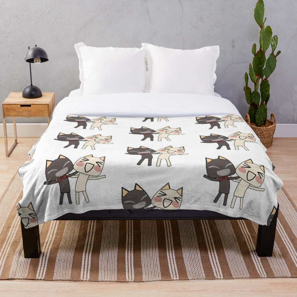 Kuro and Toro inspired plush blanket with a cozy aesthetic