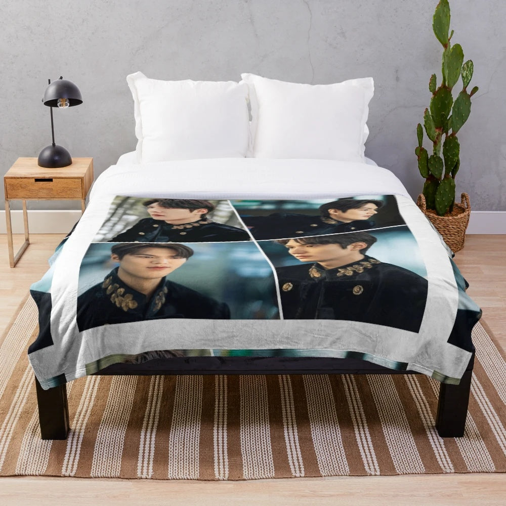 Cozy plush blanket featuring a collage of Korean actor Lee Min Ho from popular dramas