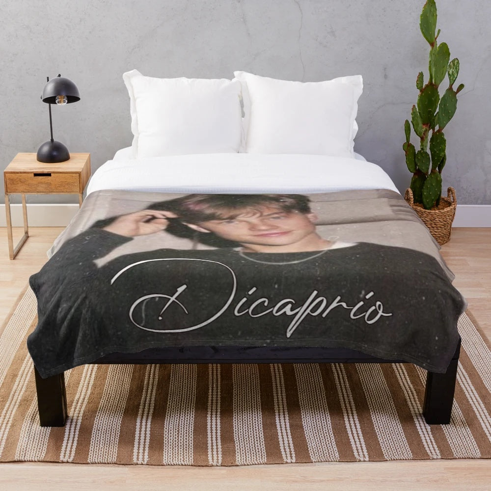 Leonardo DiCaprio inspired plush blanket with colorful and trendy design