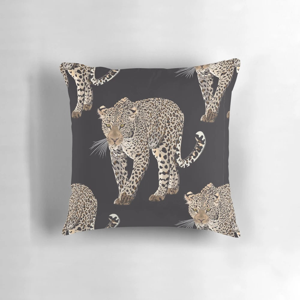 Leopard print decorative throw pillow with African animal inspired design