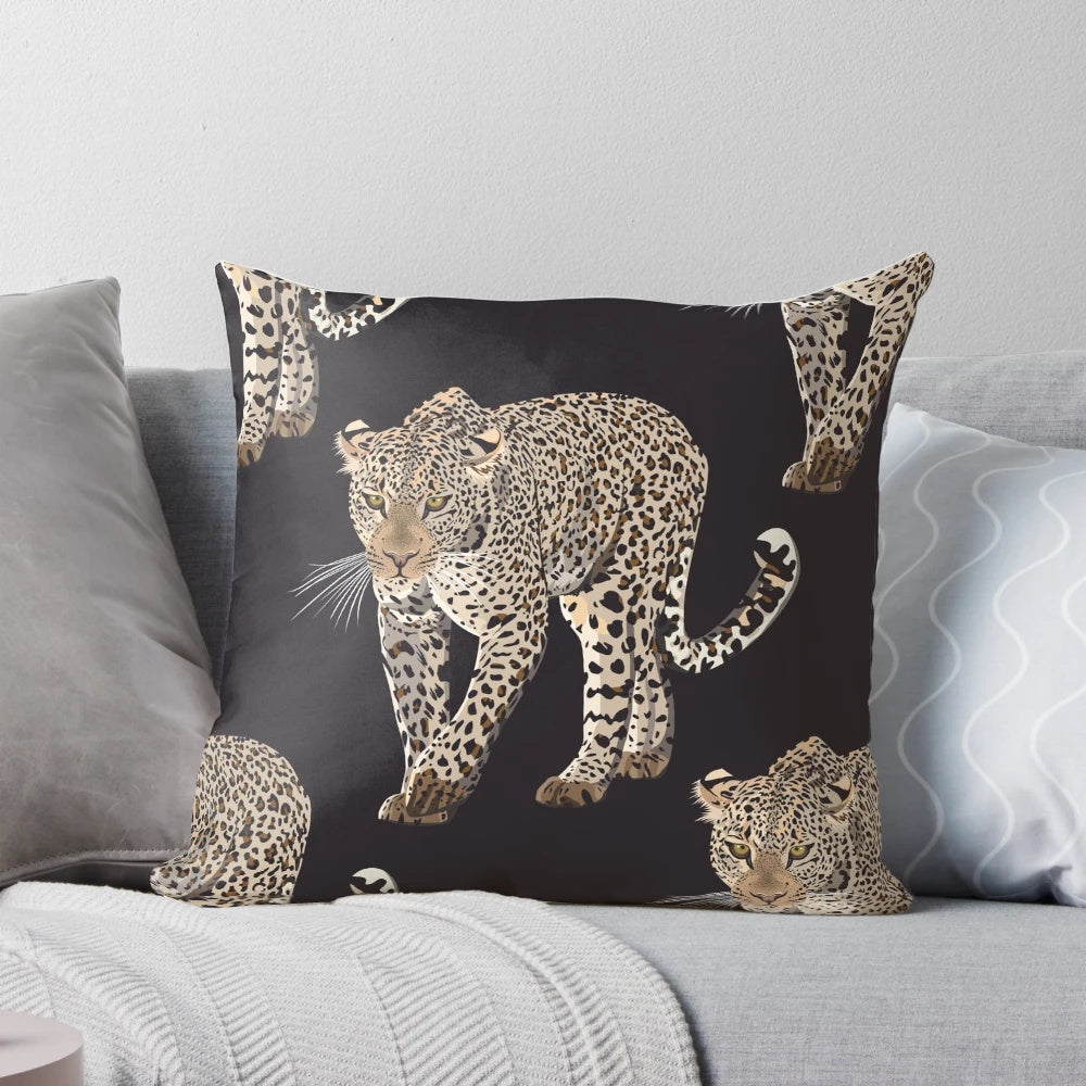 Leopard print decorative throw pillow with African animal inspired design