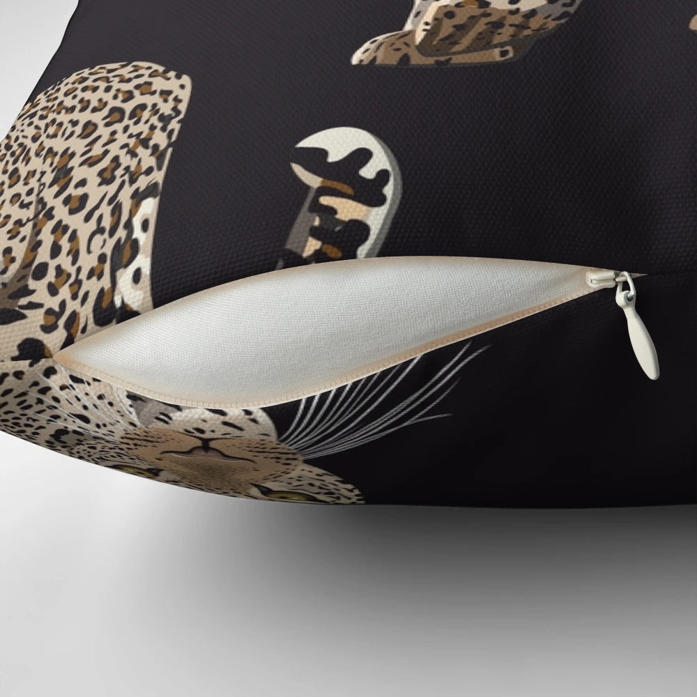 Leopard print decorative throw pillow with African animal inspired design