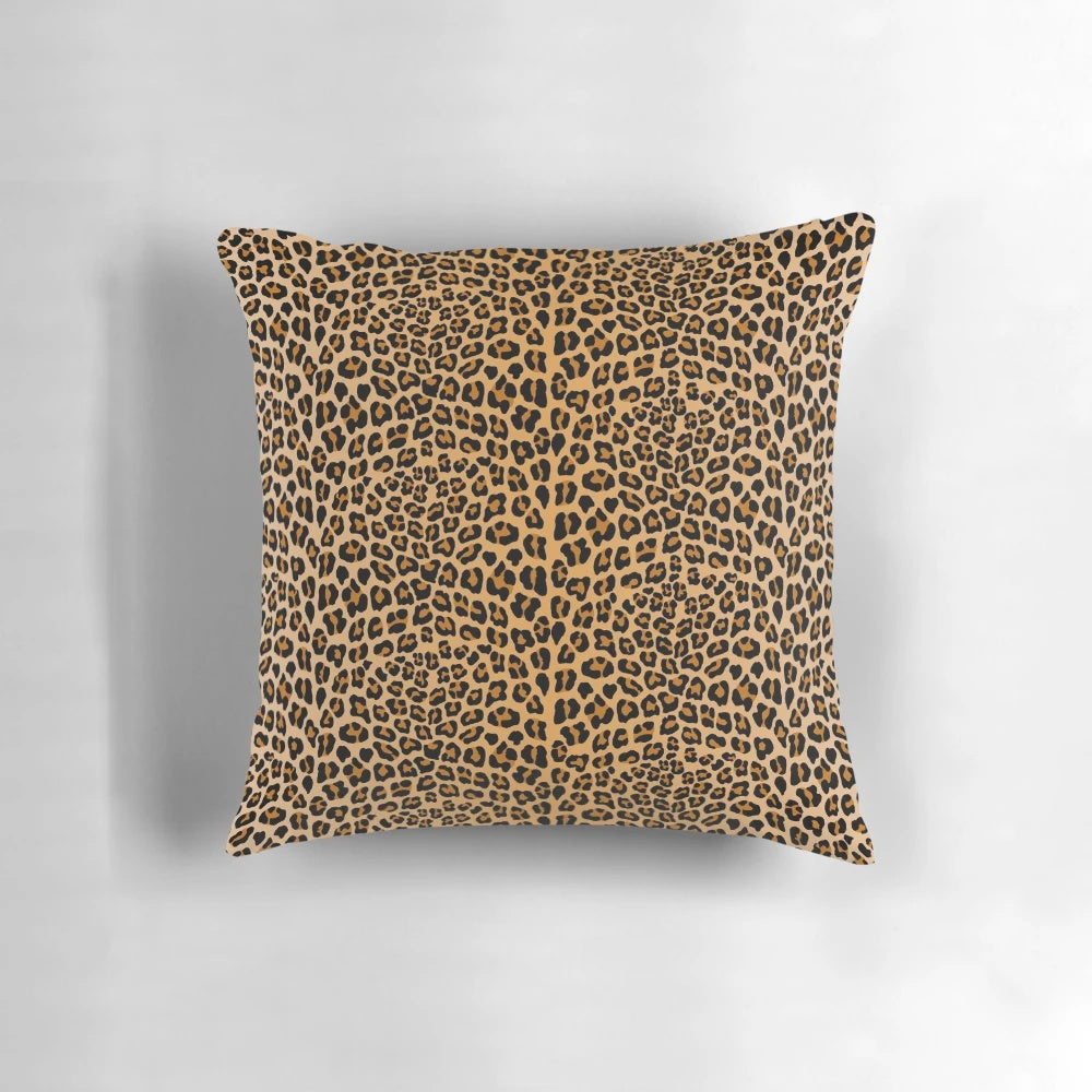 Leopard print pillow with a trendy, exotic design that adds a touch of safari-chic to any space.
