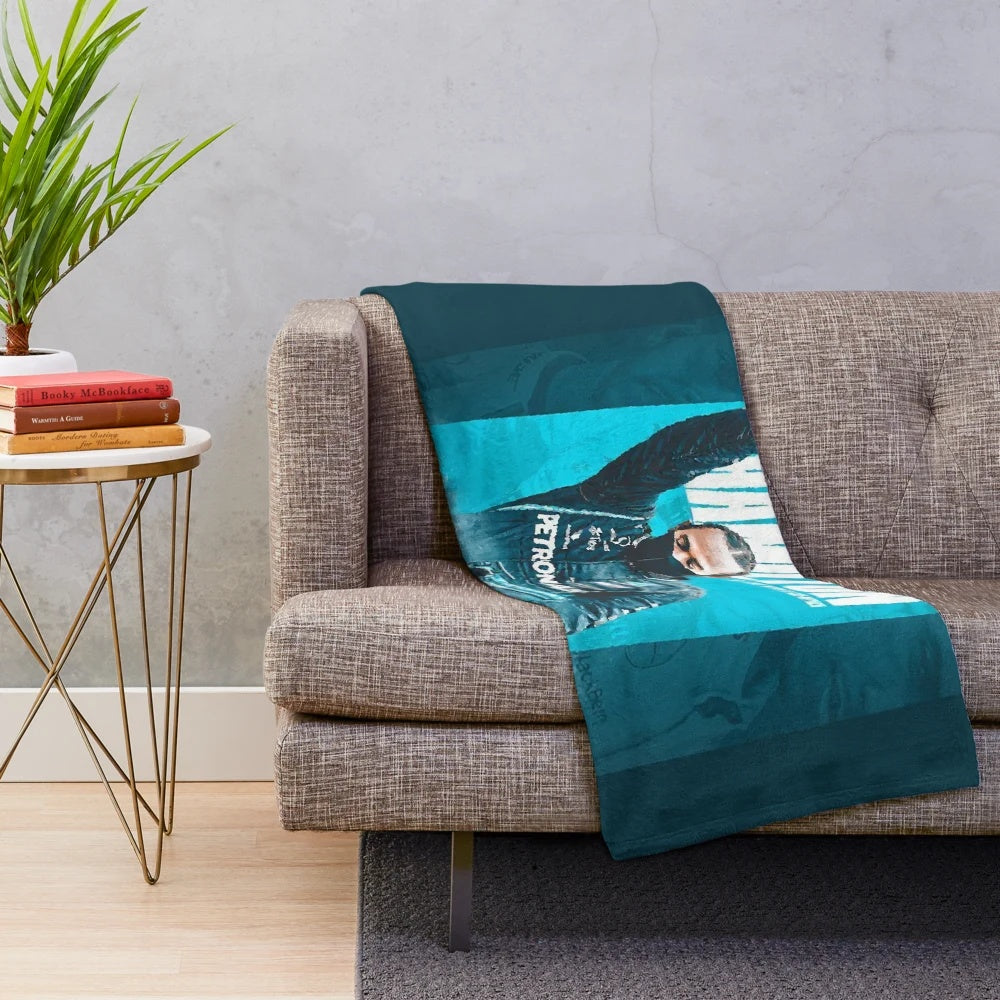 Plush blanket featuring a stylish design inspired by Lewis Hamilton and Formula 1