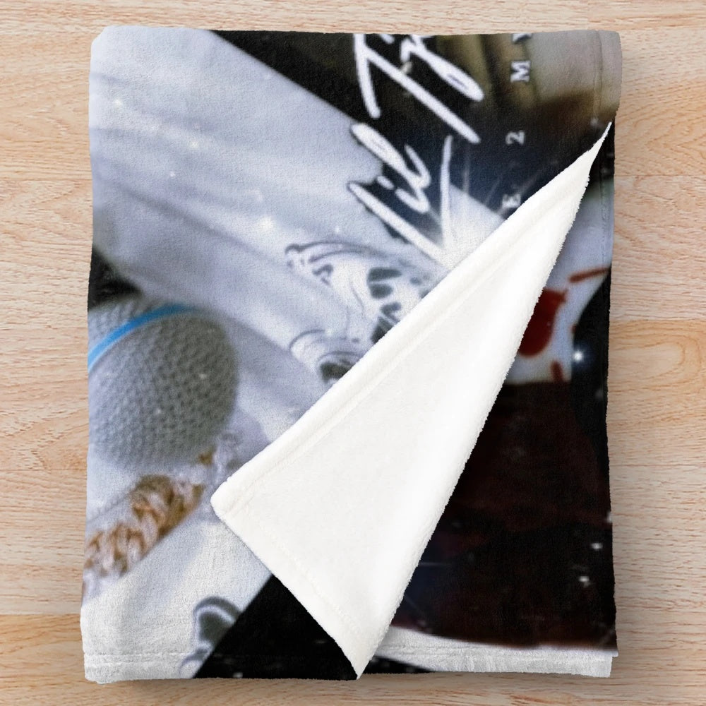 Lil Tjay inspired plush blanket with collage design