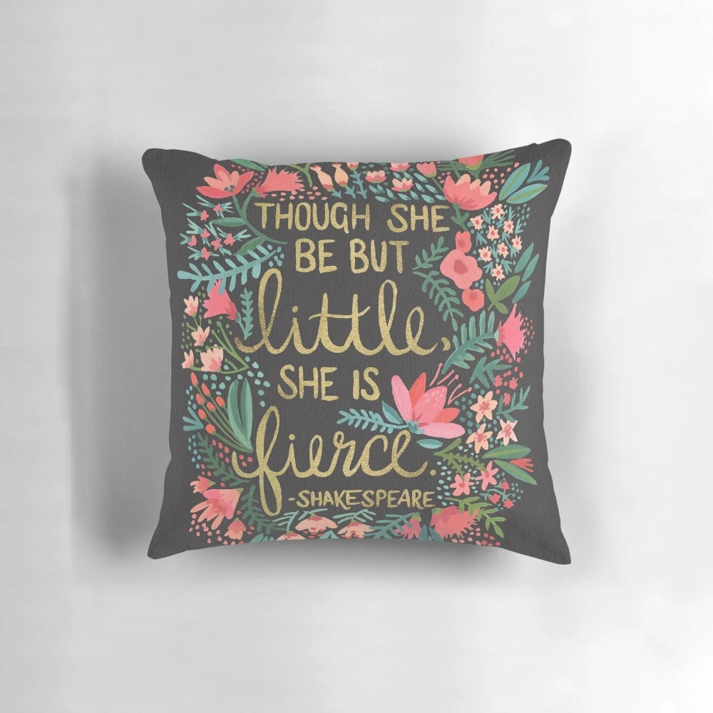 Little & Fierce Charcoal Decorative Pillow for Stylish Home Accents
