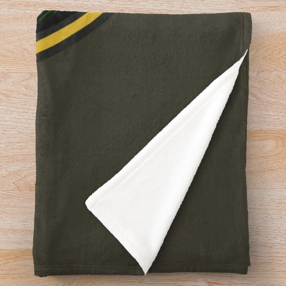 Loki-inspired plush blanket featuring the god of mischief's iconic helmet