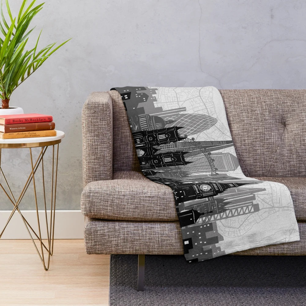 Minimalistic London skyline plush blanket
